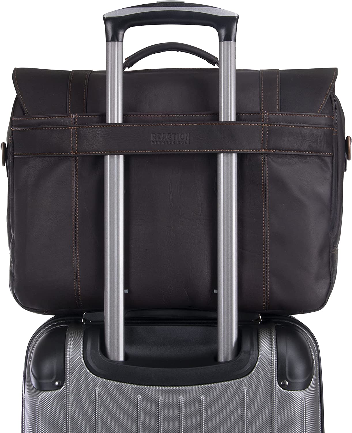 Kenneth Cole Reaction Show Business Full-Grain Colombian Leather Dual Compartment Flapover 15.6-inch Laptop Business Portfolio, Cognac - Image 5